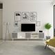 Meuble TV Alibi portes ajourés Mélaminé Blanc et Anthracite