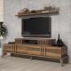 Meuble TV avec étagère murale Chanez Bois foncé