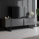 Meuble TV design 2 portes basculantes Tonks L180xH50cm Métal Noir et Bois Anthracite
