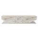 Meuble TV façade trapèze 3 portes Hector 180cm Bois Blanc effet marbre