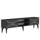 Meuble TV Kapa L150cm Anthracite et Motif Géométrique Or