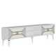 Meuble TV Kapa L150cm Blanc et Motif Géométrique Or
