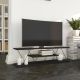 Meuble TV montants ultra fins trois tablettes Filumis L120 cm Panneau Mélaminé Métal Anthracite Noir