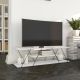 Meuble TV montants ultra fins trois tablettes Filumis L120 cm Panneau Mélaminé Métal Blanc Noir
