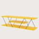 Meuble TV montants ultra fins trois tablettes Filumis L120 cm Panneau Mélaminé Métal Jaune Noir