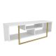 Meuble TV Nikolai 120cm Or et Blanc