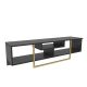 Meuble TV Nikolai 150cm Or et Noir Effet marbre