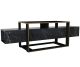 Meuble TV Qascos 160cm Bois Noir effet marbre et Or
