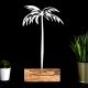 Objet décoratif à poser Approbatio cocotier palmier H35 cm Métal Blanc Socle Bois