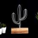 Objet décoratif à poser Approbatio mini cactus Saguaro H24 cm Métal Blanc Socle Bois