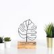 Objet décoratif à poser Zidas L17xH28cm Bois Naturel et Métal Feuille exotique Noir