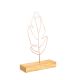 Objet décoratif à poser Zidas L20xH40cm Bois Naturel et Métal Feuille tropicale Cuivre