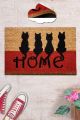 Paillasson Lagon 40x60cm Fibre de coco Naturel Motif 4 chats Noir 