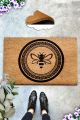 Paillasson Lagon 40x60cm Fibre de coco Naturel Motif Grec et Abeille Noir