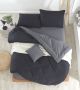 Parure de lit bicolore 200x220cm avec drap plat 220x240cm et 2 taies d'oreiller 50x70cm Duopligo Noir et anthracite