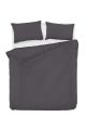 Parure de lit double 200x220cm et 2 taies d'oreiller 50x70cm Noctis uni 100% Coton Gris fumée