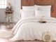 Parure de lit double 4 pièces Noctised stries Coton satiné Motif stries Blanc Blanc créme