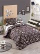 Parure de lit simple 3 pièces Jehan Tissu Motif Cœurs Marron et Blanc