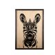Peinture décorative encadrée Palliumo L35xH50cm Bois massif Motif Tête de zèbre Beige et Noir
