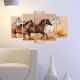 Pentaptyque Atos L110xH60cm Motif Chevaux au galop Marron , Beige et Blanc