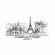 Pentaptyque Atos L110xH60cm Motif Croquis, Paris Multicolore