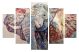 Pentaptyque Atos L92xH56cm Bois Motif Eléphant Multicolore