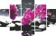 Pentaptyque Atos L92xH56cm Motif Spa orchidées Gris et Violet