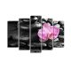 Pentaptyque Atos Motif Galets et Orchidée Rose et Noir