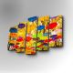 Pentaptyque Atos Motif Paysage polychrome Multicolore