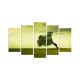 Pentaptyque Grex Motif Arbre penché Nuances de vert
