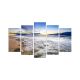 Pentaptyque Grex Motif Paysage, écume vagues aurore