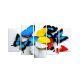 Pentaptyque GrexL110xH60cm Motif Papillons colorés Multicolore