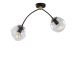 Plafonnier 2 lampes arcs asymétriques Gabilan Verre Transparent et Métal Noir et Or