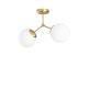 Plafonnier 2 lampes sphérique Acresh 28cm Verre Blanc et Métal Or