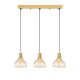Plafonnier 3 lampes filaires alignées Nidis 70cm Métal Or