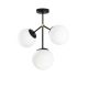 Plafonnier 3 lampes sphérique Acresh 43cm Verre Blanc et Métal Noir