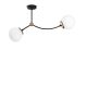 Plafonnier 3D angle 6 lampes Gabilan Verre Blanc et Métal Noir et Or