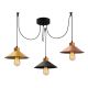Plafonnier araignée 3 lampes Prismol Bois Naturel et Métal Or, Noir et Bronze
