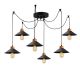 Plafonnier araignée 6 lampes Prismol Bois Naturel et Métal Noir