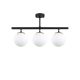 Plafonnier barre 3 lampes Cluabar 60cm Verre Blanc et Métal Noir et Or antique