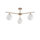 Plafonnier bras fins 3 lampes Vubrua 70cm Verre Blanc et Métal Noir et Or antique
