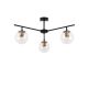 Plafonnier bras fins 3 lampes Vubrua 70cm Verre Transparent et Métal Or antique
