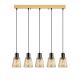 Plafonnier filaire 5 lampes alignées Konsis 85cm Métal Or et Noir