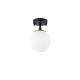 Plafonnier lampe sphérique Acresh Ø15cm Verre Blanc et Métal Noir