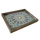 Plateau de table rectangle Caupona 30x40cm Pin massif foncé et Motif Mandala mosaïque