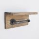 Porte serviette avec étagère Orvin Bois foncé et Métal Noir