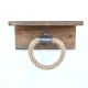 Porte serviettes avec étagère Asco Bois clair, Métal Noir et Corde Beige