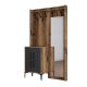 Portemanteaux 4 portes et Miroir Shera 120x200cm Bois Naturel et Anthracite