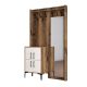 Portemanteaux 4 portes et Miroir Shera 120x200cm Bois Naturel et Blanc