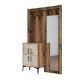 Portemanteaux 4 portes et Miroir Repondo 120x200cm Bois Naturel et Blanc effet marbre